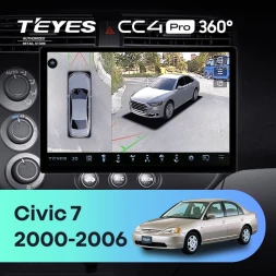 Штатная магнитола Teyes CC4 Pro 360 8/128 Honda Civic 7 (2000-2006) F1 (11")