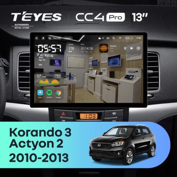 Штатная магнитола Teyes CC4 Pro 8/128 SsangYong Korando 3 Actyon 2 (2010-2013) (13")