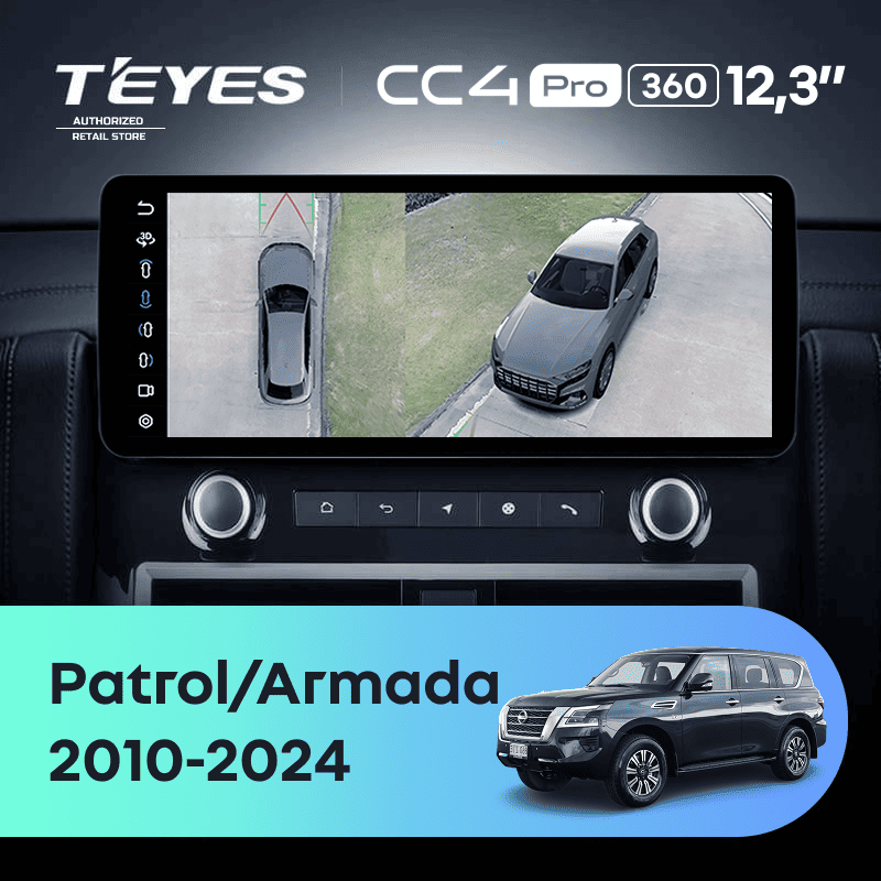 Штатная магнитола Teyes CC4 Pro 12.3" 360 12/256 Nissan Patrol Y62 (2010-2024)