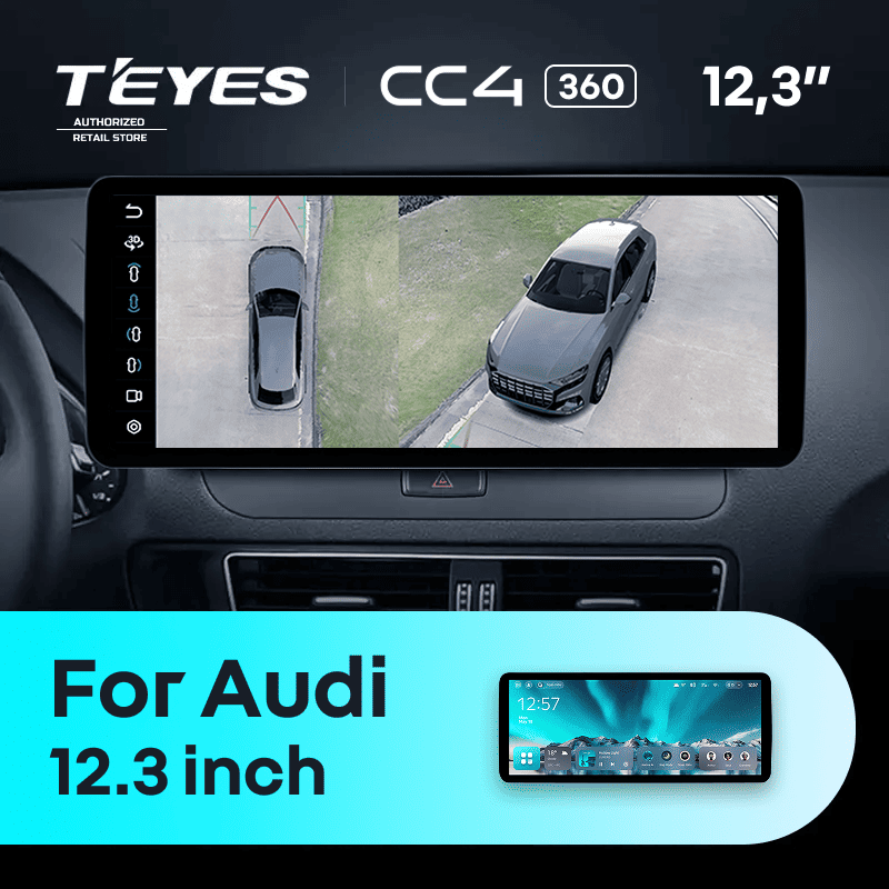 Штатная магнитола Teyes CC4 12.3" 360 6/64 Audi Q5 8R (2008-2017) Тип-A