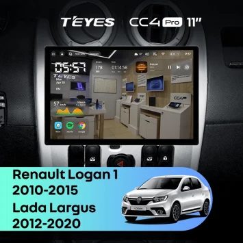 Штатная магнитола Teyes CC4 Pro 12/256 Renault Logan 1 (2010-2015) (11")