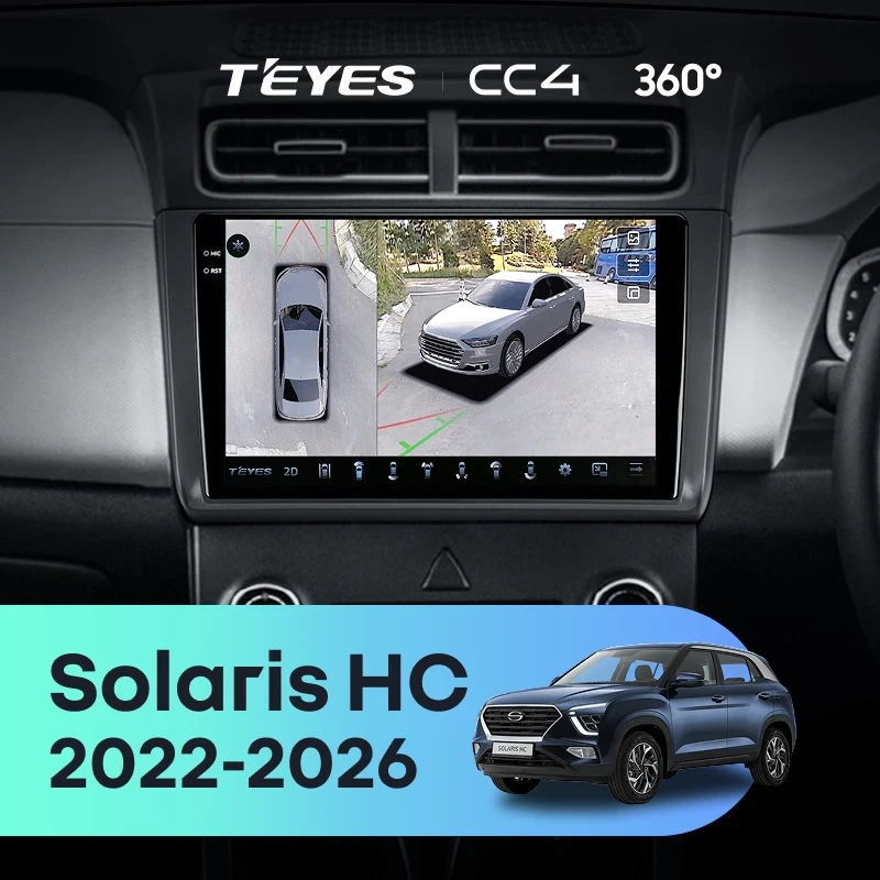 Штатная магнитола Teyes CC4 360 8/128 Solaris HC (2022-2026) (матовая) F1