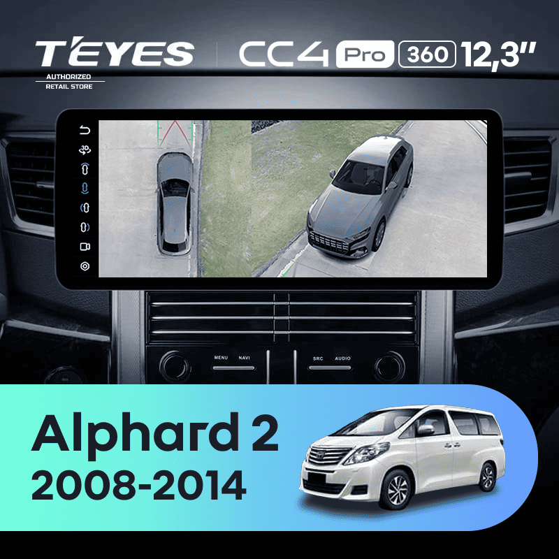 Штатная магнитола Teyes CC4 Pro 12.3" 360 8/128 Toyota Alphard 2 H20 (2008-2014) Тип-A