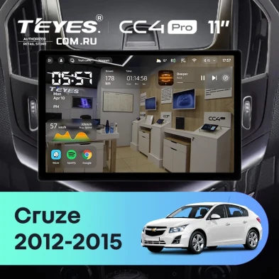 Штатная магнитола Teyes CC4 Pro 12/256 Chevrolet Cruze J300 J308 (2012-2015) F2 (11") (черная)