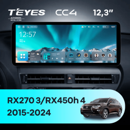 Штатная магнитола Teyes CC4 12.3" 6/64 Lexus RX270 3 RX450h 3 AL10 (2008-2015) Тип-A