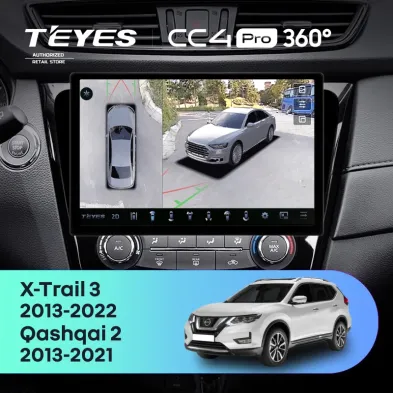 Штатная магнитола Teyes CC4 Pro 360 8/128 Nissan Qashqai 2 (2013-2021) F2 Тип-AВ (11")
