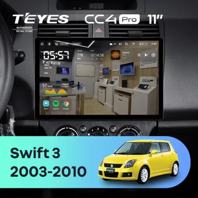 Штатная магнитола Teyes CC4 Pro 12/256 Suzuki Swift 3 (2003-2010) (11")