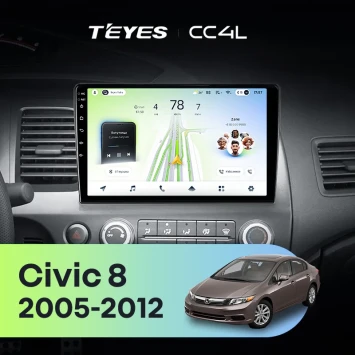 Штатная магнитола Teyes CC4L 4/64 Honda Civic 8 FK FN FD (2005-2012) Правый руль