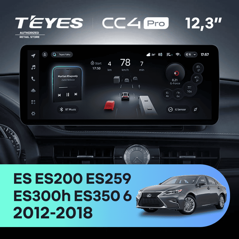 Штатная магнитола Teyes CC4 Pro 12.3" 8/128 Lexus ES ES200 ES250 ES300h ES350 XV60 VI 6 (2012-2018) Тип-C