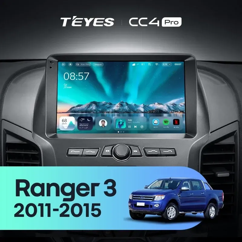 Штатная магнитола Teyes CC4 Pro 8/128 Ford Ranger 3 (2011-2015) F1