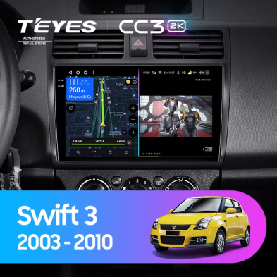 Штатная магнитола Teyes CC3 2K 360 6/128 Suzuki Swift 3 (2003-2010)