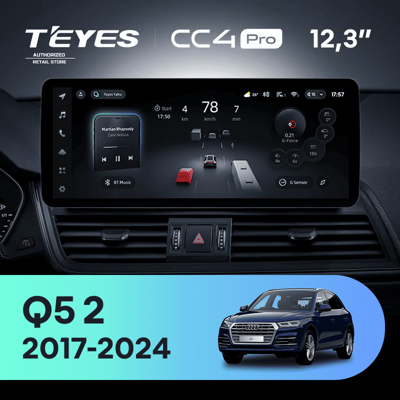 Штатная магнитола Teyes CC4 Pro 12.3" 8/128 Audi Q5 2 FY (2017-2024)