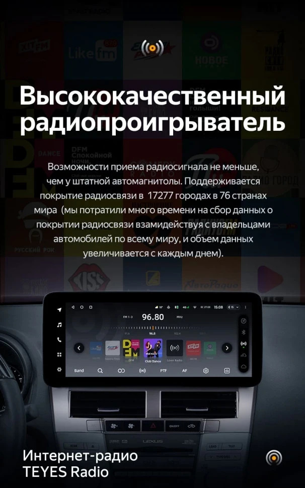 Штатная магнитола Teyes LUX ONE 6/128 Lexus RX300 RX330 RX350 RX400H (2003-2009) Тип-A