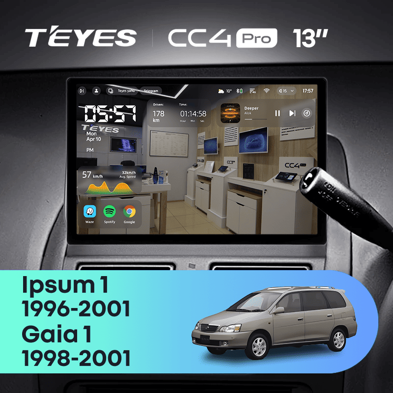 Штатная магнитола Teyes CC4 Pro 8/128 Toyota Ipsum 1 (1996-2001) (0din) (13")