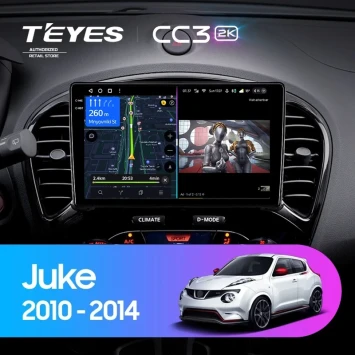 Штатная магнитола Teyes CC3 2K 6/128 Nissan Juke (2010-2014) Тип-A