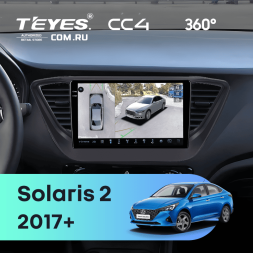 Штатная магнитола Teyes CC4 360 8/128 Hyundai Solaris 2 (2017-2020) F2 (черный матовый) Тип-A