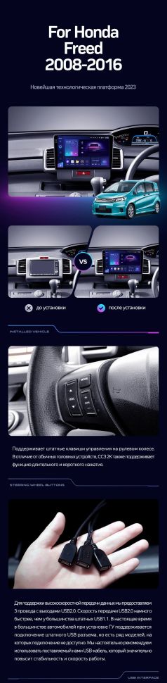 Штатная магнитола Teyes CC3 4/32 Honda Freed 1 (2008-2016) F1 Правый руль