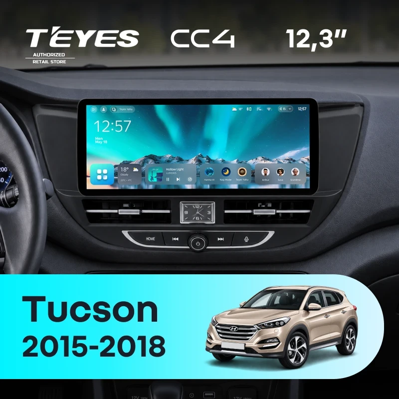 Штатная магнитола Teyes CC4 12.3" 6/64 Hyundai Tucson 3 (2015-2018) Тип-A
