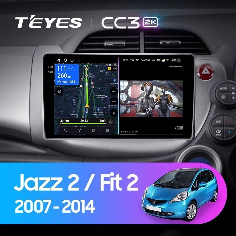 Штатная магнитола Teyes CC3 2K 4/64 Honda Fit GE GP GE (2007-2014) Правый руль