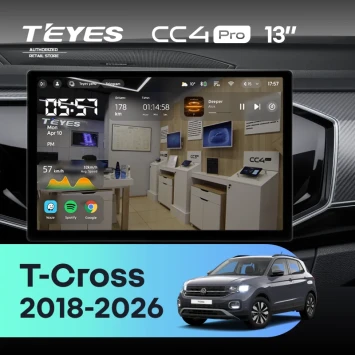 Штатная магнитола Teyes CC4 Pro 8/128 Volkswagen T-Cross (2018-2026) China (13")