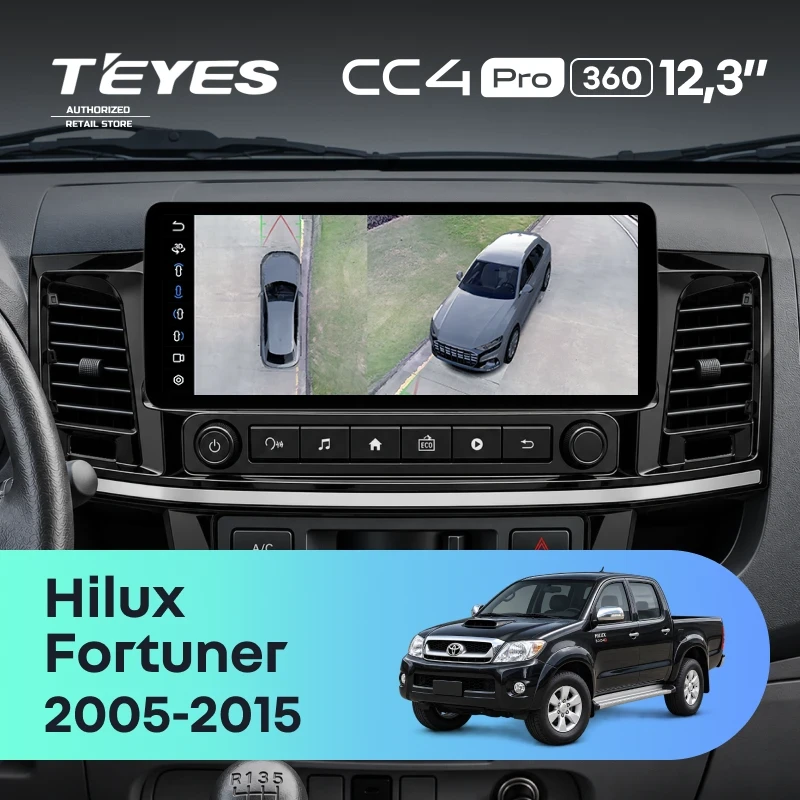 Штатная магнитола Teyes CC4 Pro 12.3" 360 12/256 Toyota Fortuner (2005-2015) (с конд., без кнопок на руле)