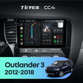 Штатная магнитола Teyes CC4 8/128 Mitsubishi Outlander 3 GF0W GG0W (2012-2018) Тип-A