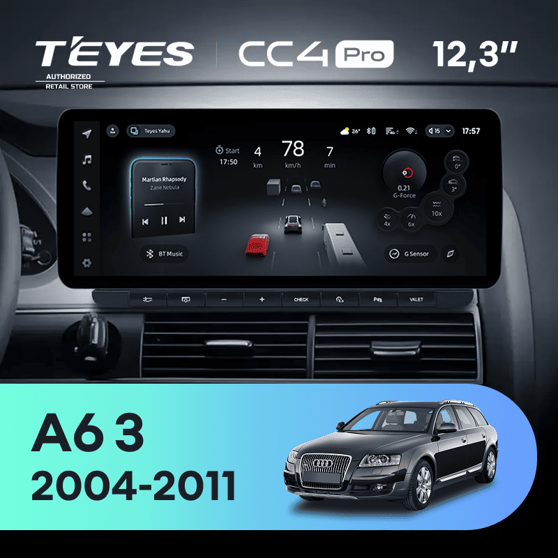 Штатная магнитола Teyes CC4 Pro 12.3" 8/128 Audi A6 3 C6 (2004-2011)