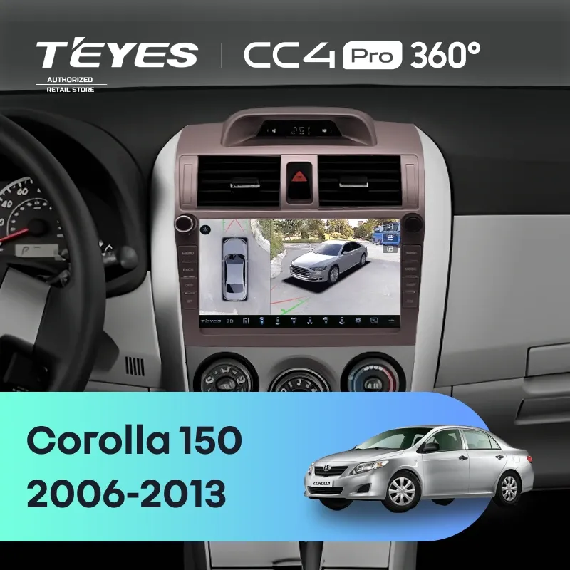 Штатная магнитола Teyes CC4 Pro 360 8/128 Toyota Corolla 150 (2006-2013) F2 с кнопками