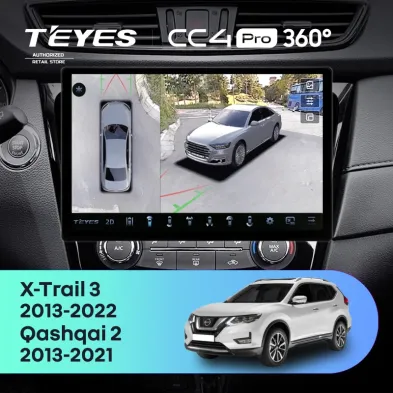 Штатная магнитола Teyes CC4 Pro 360 12/256 Nissan Qashqai 2 (2013-2021) F2 Тип-C (13")