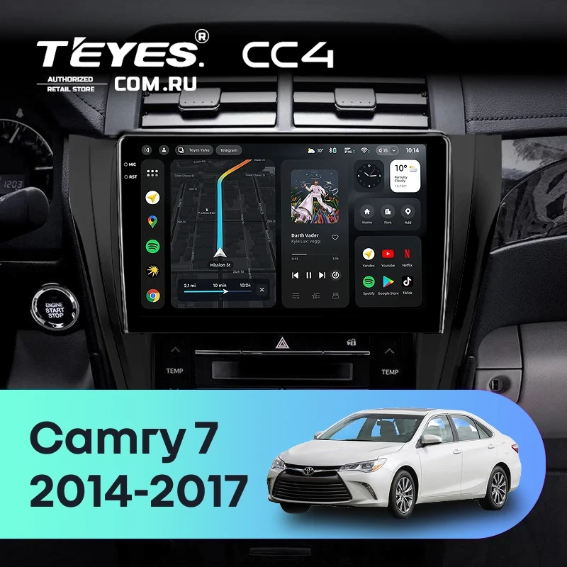 Штатная магнитола Teyes CC4 6/64 Toyota Camry 7 XV 50 55 (2014-2017) (черная) F2