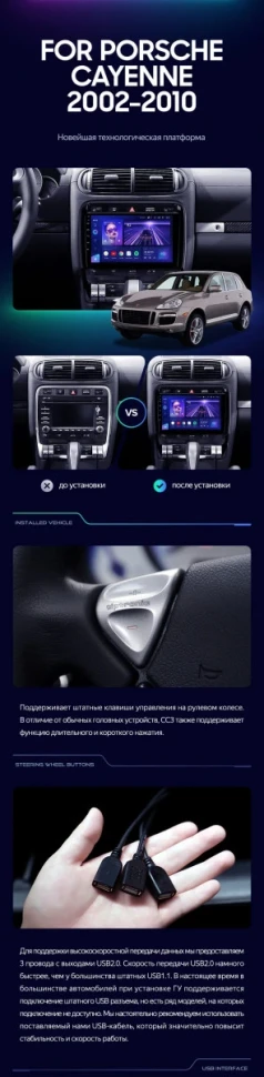 Штатная магнитола Teyes CC3 4/32 Porsche Cayenne I 1 9PA (2002-2010)