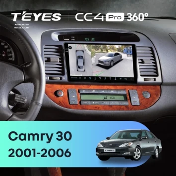 Штатная магнитола Teyes CC4 Pro 360 8/128 Toyota Camry 5 XV 30 (2001-2006) Тип-C (черная)