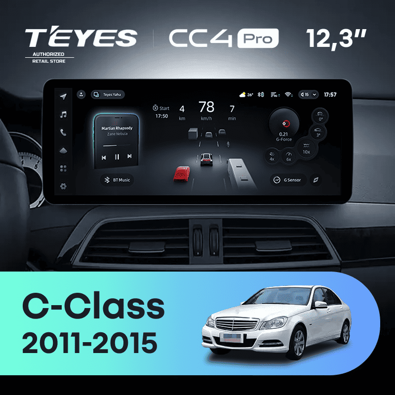 Штатная магнитола Teyes CC4 Pro 12.3" 12/256 Mercedes-Benz C-Class W204 C204 S204 (NTG 4.5) (2011-2015) Universal
