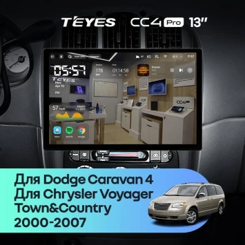 Штатная магнитола Teyes CC4 Pro 12/256 Chrysler Town & Country 4 RS (2000-2007) Тип-A (13")