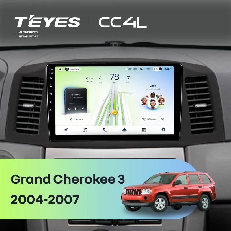 Штатная магнитола Teyes CC4L 6/64 Jeep Grand Cherokee 3 WK (2004-2007) F1