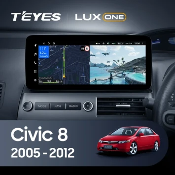 Штатная магнитола Teyes LUX ONE 6/128 Honda Civic 8 FK FN FD (2005-2012) Правый руль