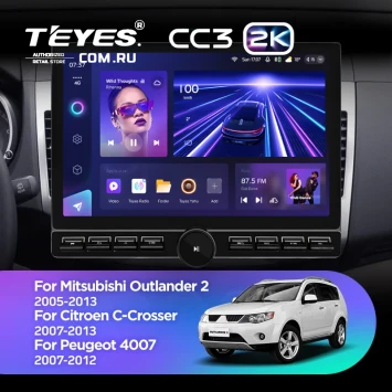 Штатная магнитола Teyes CC3 2K 6/128 Citroen C-Crosser 1 (2007-2013) F1 Тип-B (13" с кнопками)