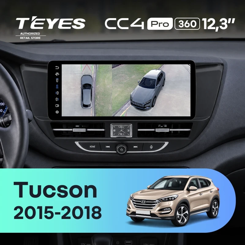 Штатная магнитола Teyes CC4 Pro 12.3" 360 12/256 Hyundai Tucson 3 (2015-2018) Тип-B