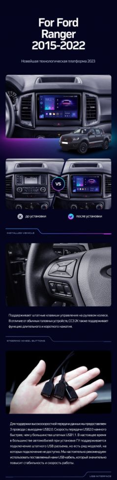 Штатная магнитола Teyes CC3 4/32 Ford Ranger P703 (2015-2022) Тип-A