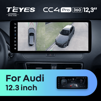 Штатная магнитола Teyes CC4 Pro 12.3" 360 12/256 Audi Q5 8R (2008-2017) Тип-B
