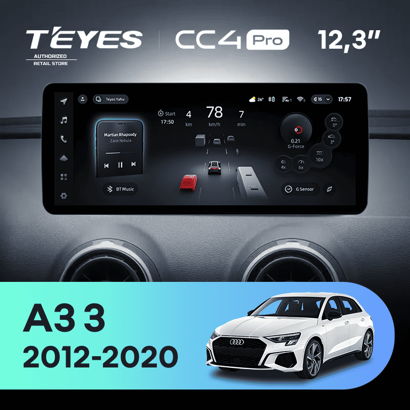 Штатная магнитола Teyes CC4 Pro 12.3" 8/128 Audi A3 3 8V (2012-2020)