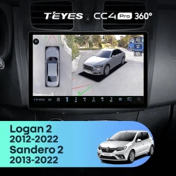 Штатная магнитола Teyes CC4 Pro 360 12/256 Renault Sandero 2 (2013-2022) F1 (13")