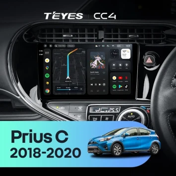 Штатная магнитола Teyes CC4 8/128 Toyota Prius C (2018-2020) Правый руль