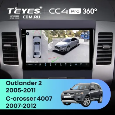 Штатная магнитола Teyes CC4 Pro 360 12/256 Peugeot 4007 (2007-2012) Декор Тип-A
