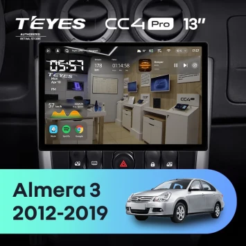 Штатная магнитола Teyes CC4 Pro 8/128 Nissan Almera 3 G15 (2012-2019) F2 (13")