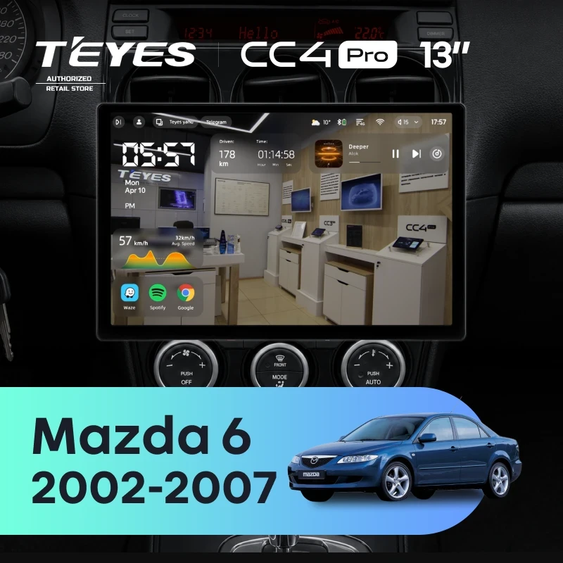 Штатная магнитола Teyes CC4 Pro 12/256 Mazda 6 GG (2002-2007) (13")