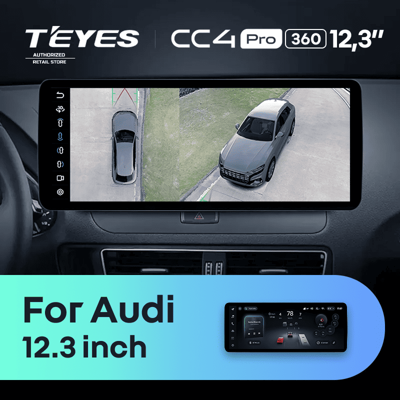Штатная магнитола Teyes CC4 Pro 12.3" 360 12/256 Audi A4 B8 (2007-2015) Тип-B