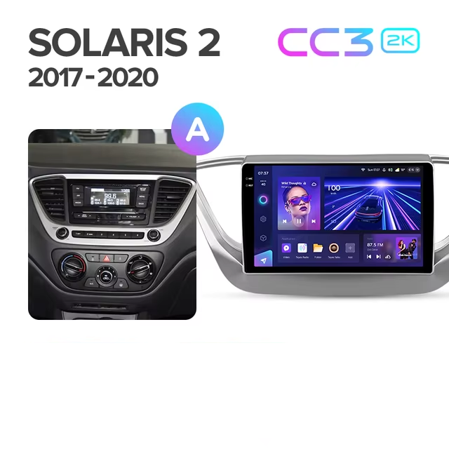 Штатная магнитола Teyes CC3 2K 360 6/128 Hyundai Solaris 2 (2017-2020) F1 Тип-A