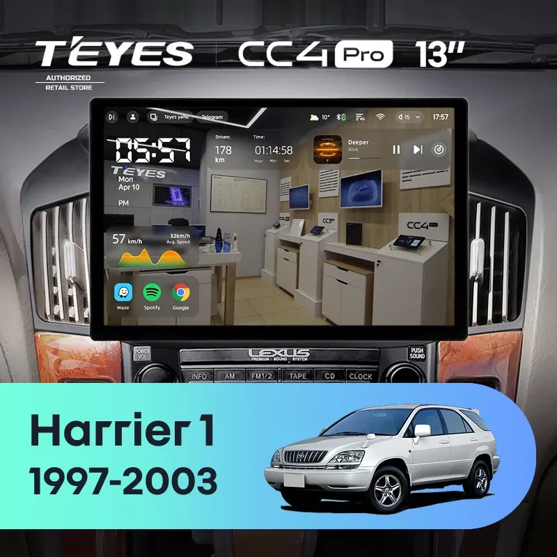 Штатная магнитола Teyes CC4 Pro 8/128 Toyota Harrier 1 (XU10) (1997-2003) F1 (13")