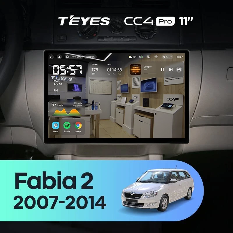 Штатная магнитола Teyes CC4 Pro 12/256 Skoda Fabia 2 (2007-2014) (11")